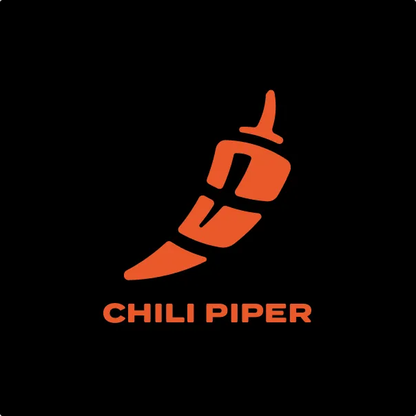 Orange stylized chili pepper icon above the text 'CHILI PIPER' on a black background.